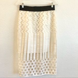 Milly Mesh Geometric Textured Pencil Skirt Size 8 Women's